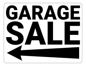 Black and White Left Arrow Garage Sale Sign