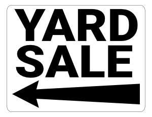 Black and White Left Arrow Yard Sale Sign