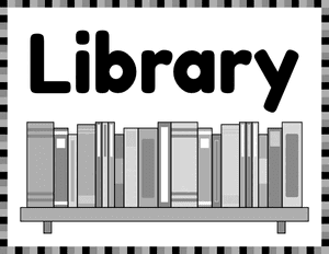 Black and White Library Classroom Center Sign
