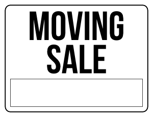 Black and White Moving Sale Sign