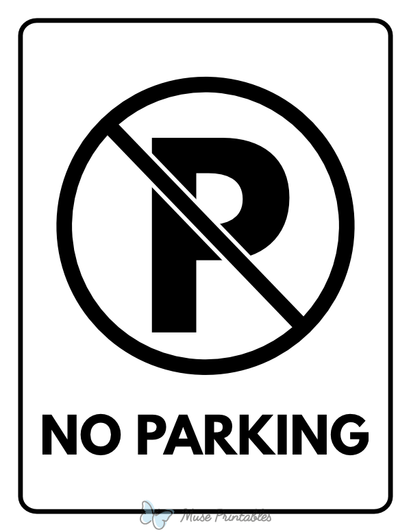 Black and White No Parking Sign
