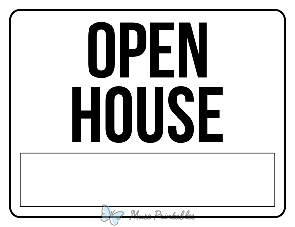 Black and White Open House Sign