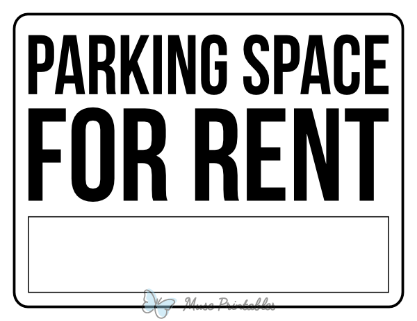 Black and White Parking Space For Rent Sign
