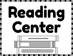 Black and White Reading Classroom Center Sign
