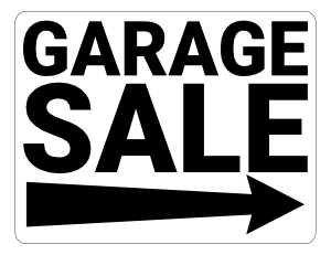 Black and White Right Arrow Garage Sale Sign