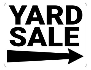Black and White Right Arrow Yard Sale Sign