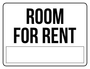 Black and White Room For Rent Sign