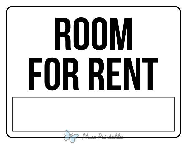 Black and White Room For Rent Sign