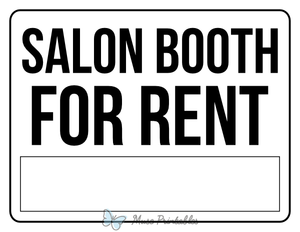 Black and White Salon Booth For Rent Sign