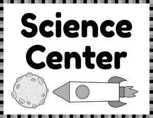 Black and White Science Classroom Center Sign