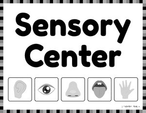 Black and White Sensory Classroom Center Sign