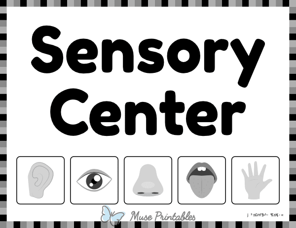 Black and White Sensory Classroom Center Sign