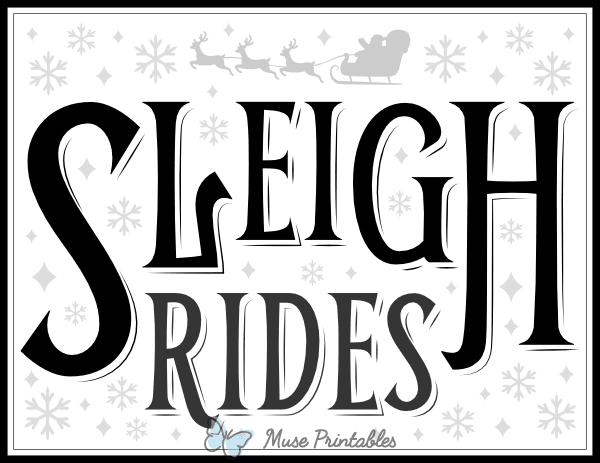 Black and White Sleigh Rides Sign