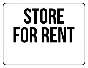 Black and White Store For Rent Sign