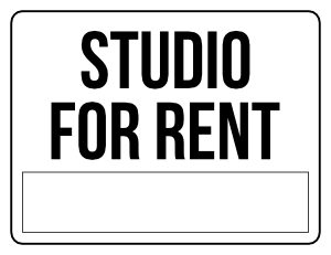 Black and White Studio For Rent Sign
