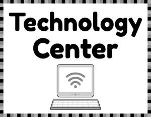 Black and White Technology Classroom Center Sign
