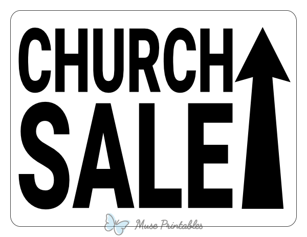 Black and White Up Arrow Church Sale Sign