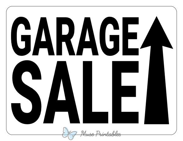 Black and White Up Arrow Garage Sale Sign