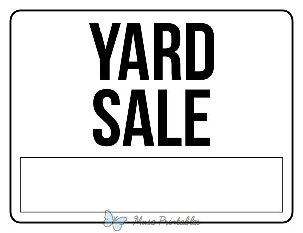 Printable Black and White Yard Sale Sign