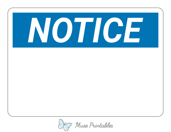 Printable Blank Notice Sign
