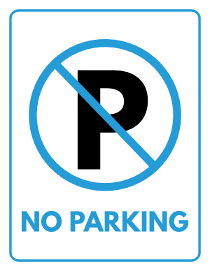 Blue No Parking Sign