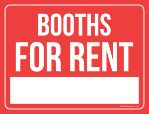 Booths For Rent Sign