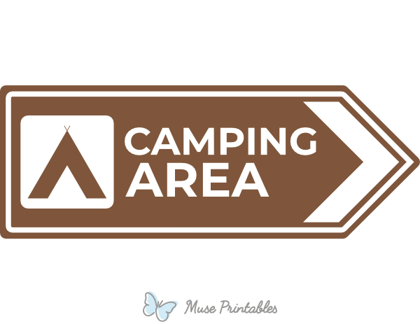 Camping Area Right Arrow Sign