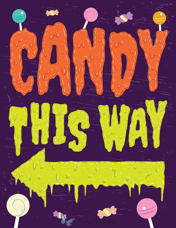 Candy This Way Left Arrow Sign