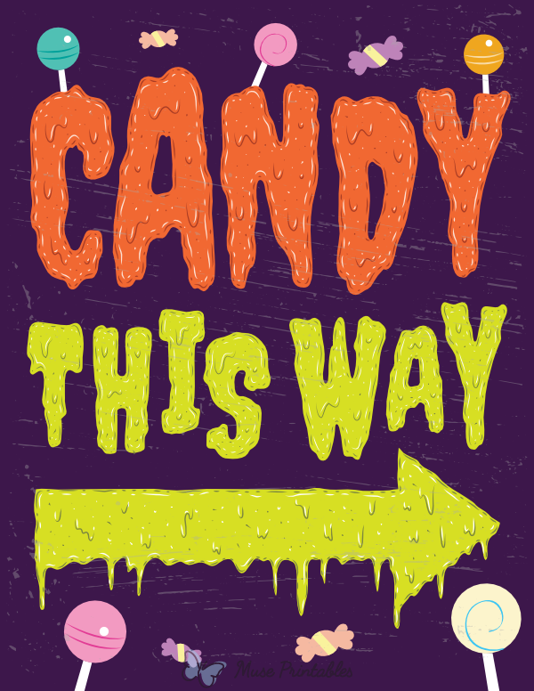 Candy This Way Right Arrow Sign