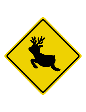 Cartoon Reindeer Crossing Sign