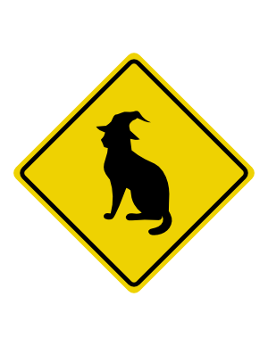 Cat Witch Crossing Sign