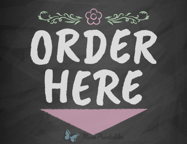 Chalk Order Here Arrow Sign
