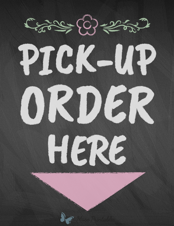 Chalk Pick Up Order Here Arrow Sign
