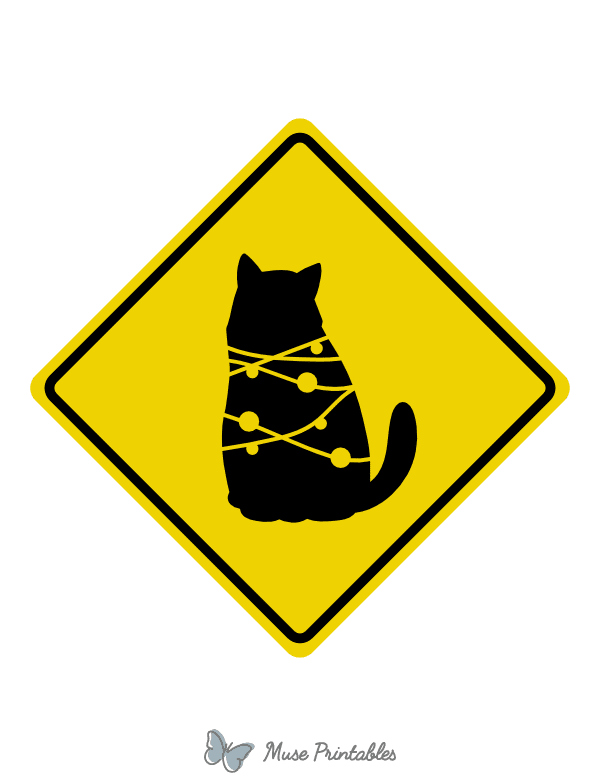 Christmas Cat Crossing Sign