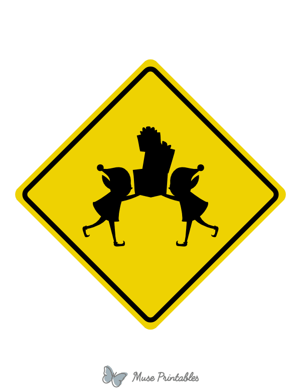 Christmas Elves Crossing Sign