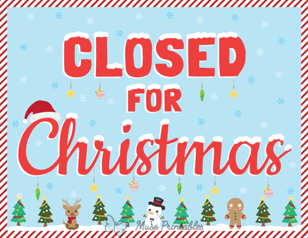 Christmas closed sign