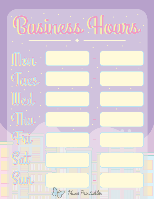 Cute Business Hours Sign