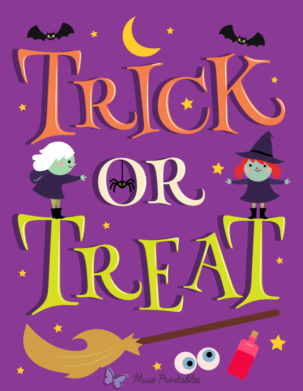 Printable Cute Trick Or Treat Sign