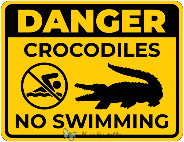 Danger Crocodiles No Swimming Sign
