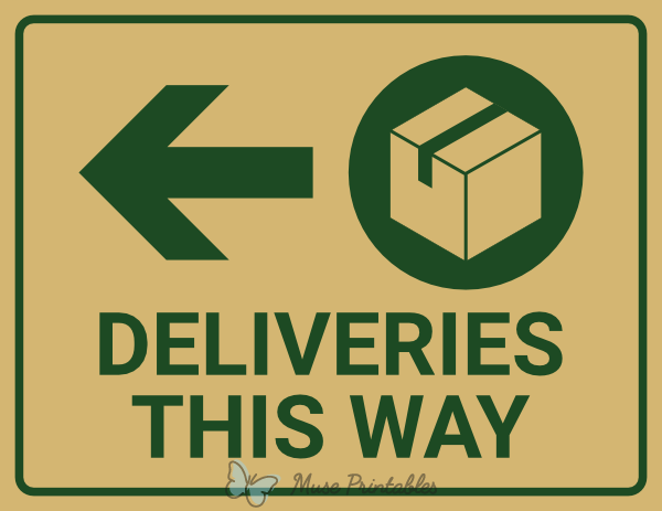 Printable Deliveries This Way Left Arrow Sign