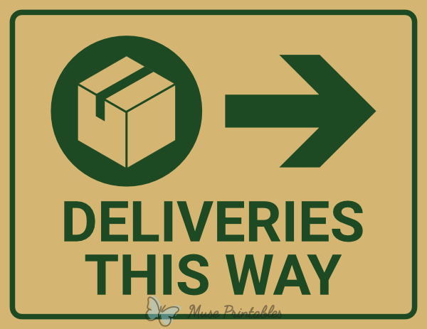 Deliveries This Way Right Arrow Sign