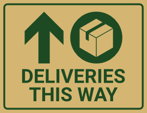 Deliveries This Way Up Arrow Sign