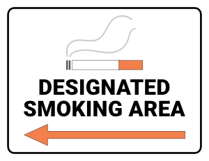 Designated Smoking Area Left Arrow Sign