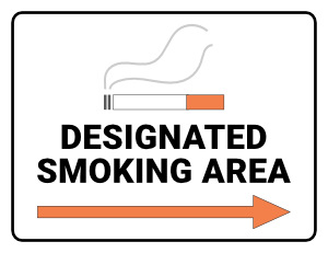 Designated Smoking Area Right Arrow Sign