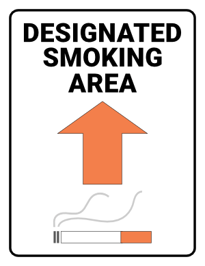 Designated Smoking Area Up Arrow Sign