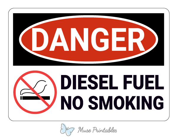 Diesel Fuel No Smoking Danger Sign