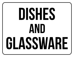 Dishes and Glassware Yard Sale Sign