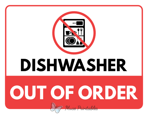 Dishwasher Out of Order Sign
