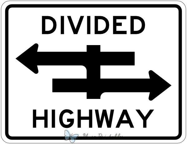 Divided Highway Crossing Sign