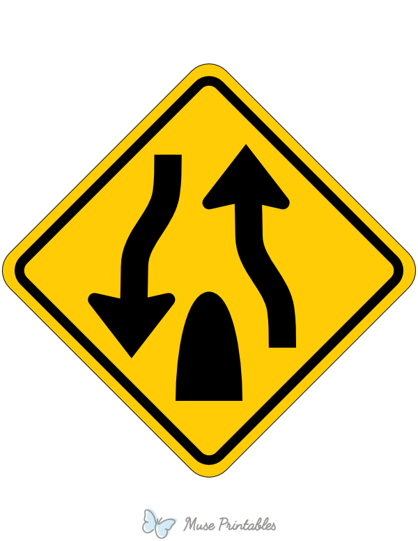 Divided Highway Ends Sign